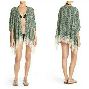 L*Space Zanzibar Kaftan/Kimono Swim Cover Up, One Size Resort Multicolor Aztec